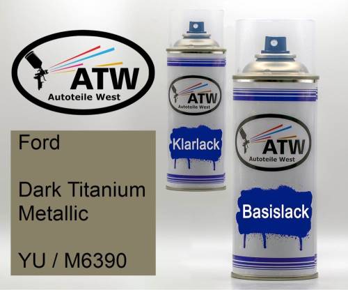 Ford, Dark Titanium Metallic, YU / M6390: 400ml Sprühdose + 400ml Klarlack - Set, von ATW Autoteile West.